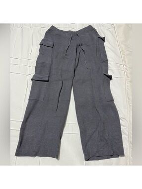 EDIKTED Women’s Charcoal Knitted Cargo Pants- Size M